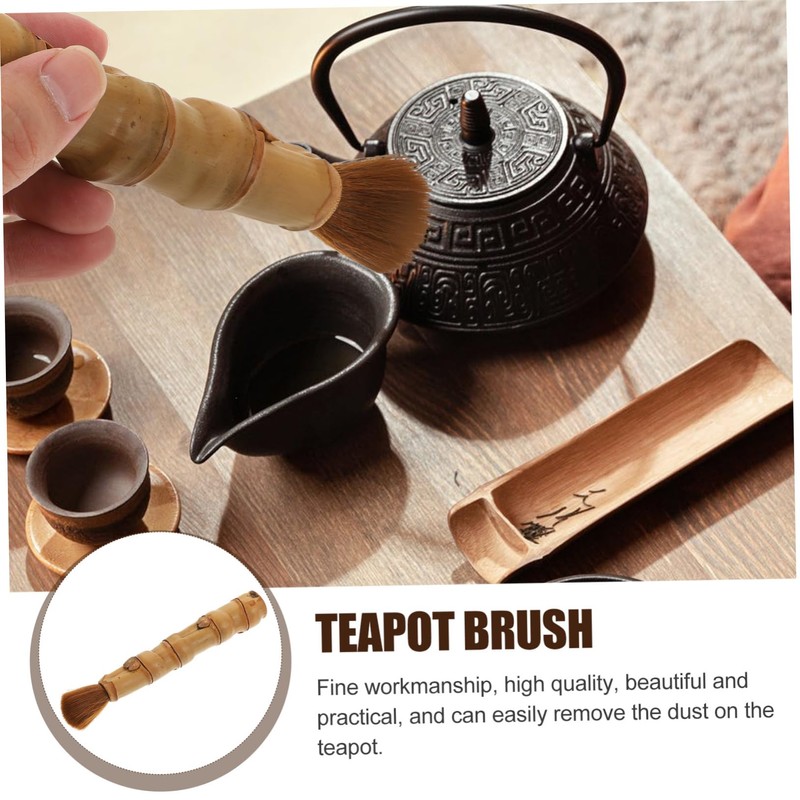 Healeved 1pc Bamboo Teapot Cleaning Brush Ergonomic Tea Cleaning Gadget