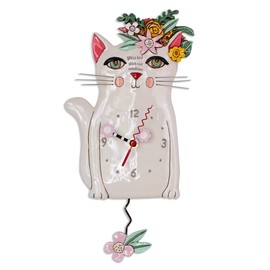 Allen Designs P1993 - Reloj de péndulo oscilante con diseño de Gatito Bonito 7.25 x 14.25 Pulgadas