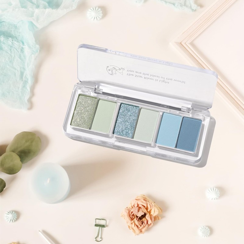 Blue Eyeshadow 6 Colours Eye Shadow Pallets for Women Highly
