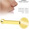 Body Candy 20 Gauge Nose Ring - Solid 14k Yellow