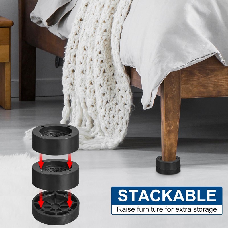 sourcing map Round Furniture Risers 4 Set, Height 2.36" Adjustable