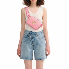 Uygafly Belt Bag Crossbody Bags for Girls Women - Gifts for 8 9 10 11 12 13 Year Old Girl - Teen Birthday Gifts - Small Waist Packs Trendy Kids Fanny Pack - Initial White J,Pink Bag