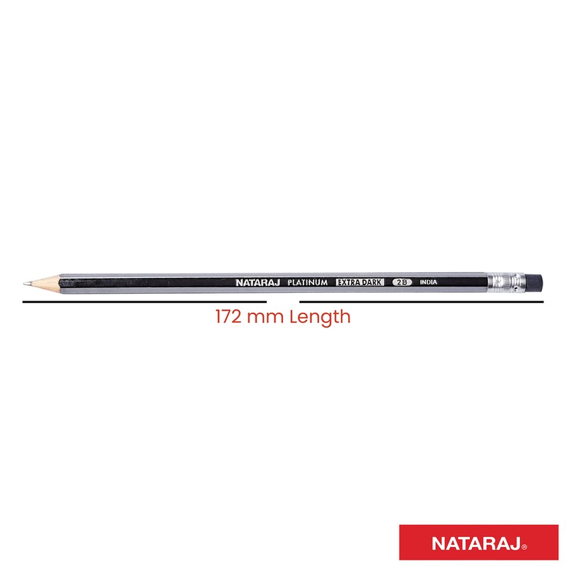Nataraj Writing Pencils, Platinum, BLACK Bonded Lead, Pack of 12,