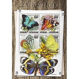 Central Africa - 2016 Butterflies - 4 Stamp Sheet - CA16813a
