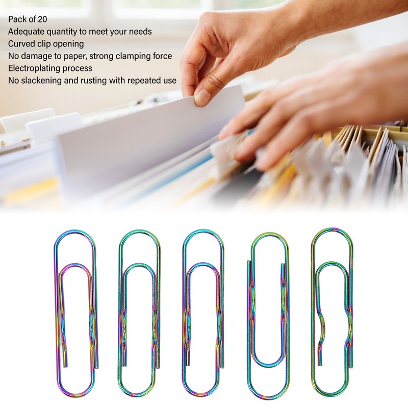20pcs Metal Pen Clips Strong Clamping Force Rust Prevention Electroplating