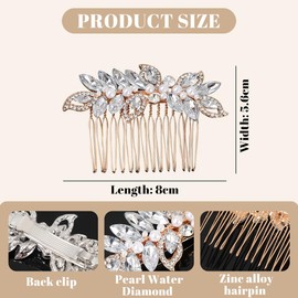 JYNXOR Bridal Hair Comb, Hair Accessories Wedding, Bridal Hair Accessories, Rhinestones, Hair Comb for Plugging, Crystal Flowers Hair Clips for Women and Girls, Bridesmaid