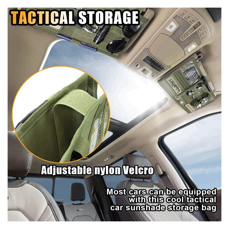 Tactical Molle Car Sun Visor Organizer, Large Molle Visor Panel