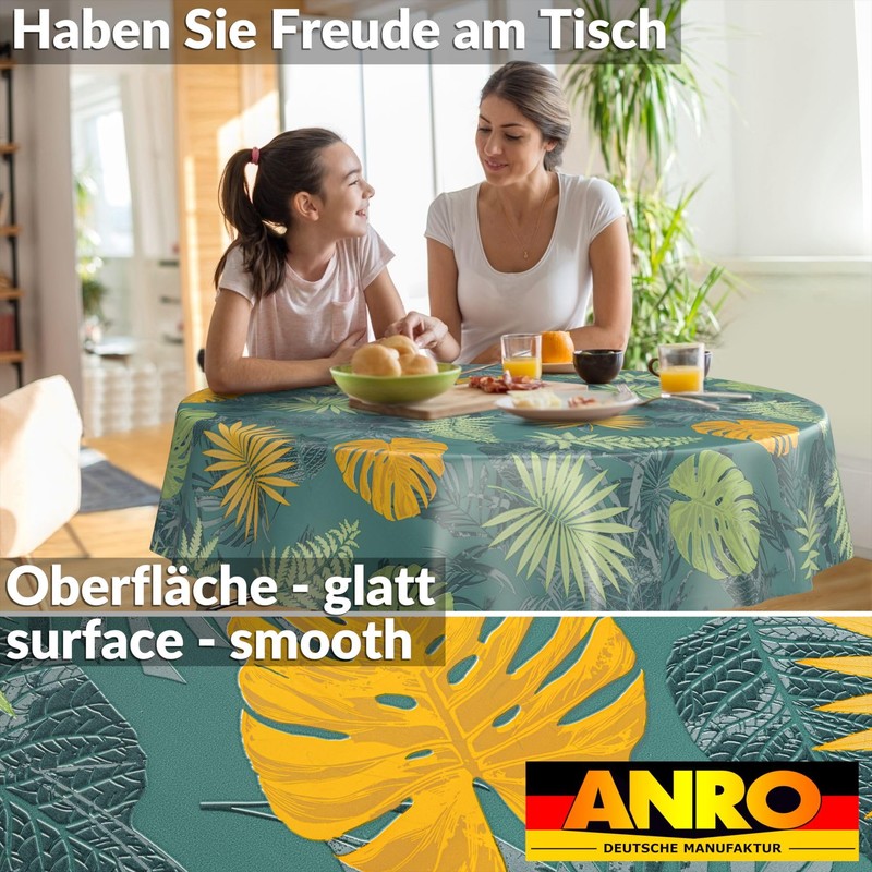 ANRO Oilcloth Tablecloth Washable Wax Tablecloth Garden Tablecloth Round Oval