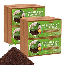 Riare 8pcs Organic Coco Coir Bricks Soil Blocks- 100% Natural Compressed Coco Peat Brick Coconut Fiber Substrate with Low EC& pH Balance, High Expansion Coco Coir Pith Coconut Husk for Garden