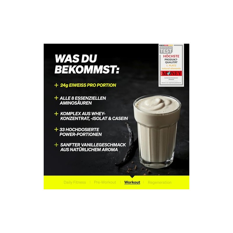 natural elements Whey Protein Powder - Vanilla - 1 kg