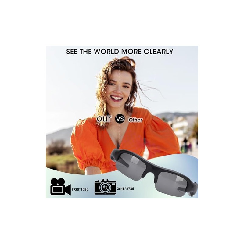 Tangxi Gafas de Cámara de 1080p, 2.4 G de Gafas
