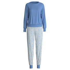 CALIDA Cotton Stripes Women's Cuffed Pyjamas 100% Cotton, Breathable and Climate Regulating, Riviera Blue