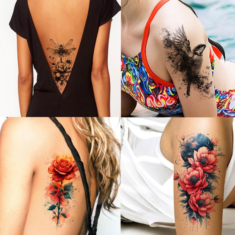 6 Sheets Temporary Dragonfly Tattoo Dragonfly Tattoo Butterfly Tattoo AI