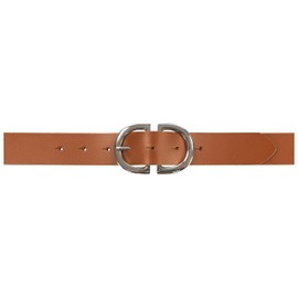 fashionchimp Basic Women's Belt Made of 100% Genuine Leather, Leather Belt with Elegant Double Buckle, Width Approx. 3.3 cm, Made in Germany, Chestnut-mistral