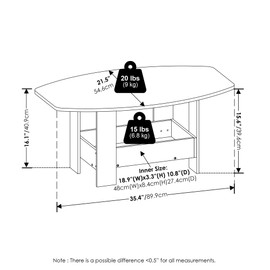 Furinno Simple Design Coffee Table with Storage Compartment, Espresso