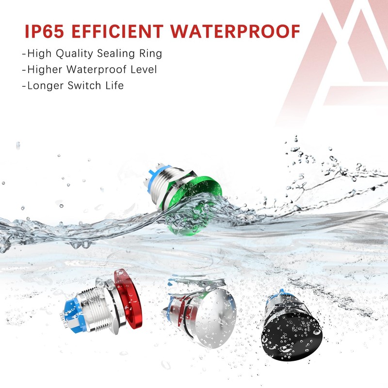 APIELE 22MM Mushroom Head Push Button Switch Momentary Push Button