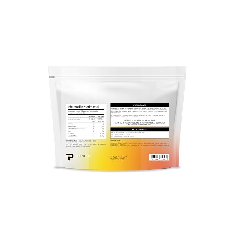 Primetech Nutrition Citrulina Malato Polvo Citru2 500