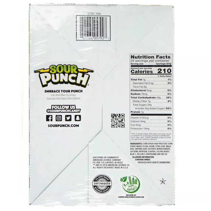 Rainbow SOUR PUNCH Rainbow Straws Assorted Chewy Candy (2 oz.,