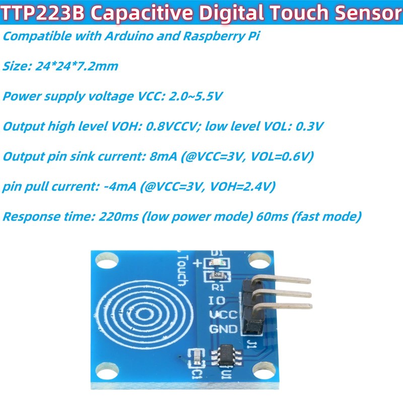 MTDELE 12Pcs TTP223B DC 2-5.5V Capacitive Digital Touch Senso Switch