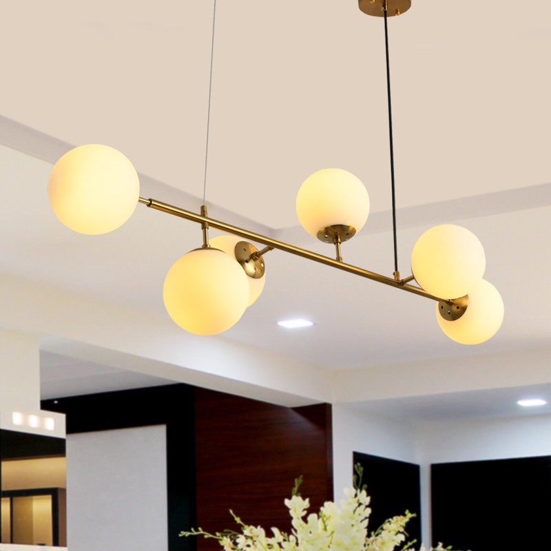 INSEUS Modern 6 Light Chandelier Light Fixture,Mid-Ce - Smoked&Gold