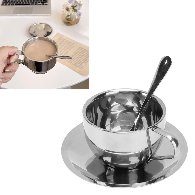 180ml Insulated Coffee Cup Set 304 Stainless Steel Double Walled