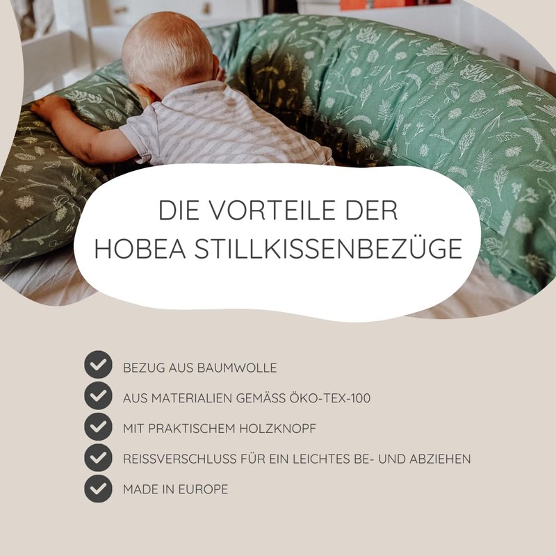 HOBEA-Germany Cover for Breastfeeding Pillow, 190 cm Designs, Light Grey