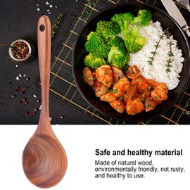 Wooden Spoon, Teak Mixing Spoon, Salad Spoon, for Serving Wooden Cooking Utensils, Scratch-Resistant, Natural Teak Wood Utensils, Kitchen Utensils for Cooking