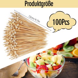 Cocktail Sticks, Bamboo Skewers, Natural Cocktail Accessories, Food Sticks, Bamboo Sticks, Wooden Toothpicks, Wooden Skewers for Cocktail Drinks, Fruits, Appetizers, Sandwiches (Wooden Beads)