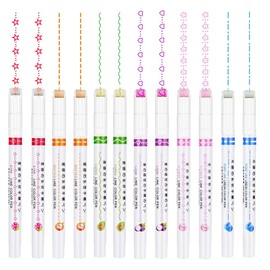Pack of 12 Curve Highlighters, Coloured Curve Pens for Notes, Pointed Pens with Different Shapes, with 6 Different Curve Shapes, for Scrapbook, Notes, Journaling, Calendar, Planner, Office