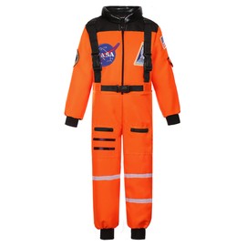 Dormstop Kids Astronaut Costume NASA Space Jumpsuit for Boys Girls Space Pretend Dress up Orange (10-12 Years)