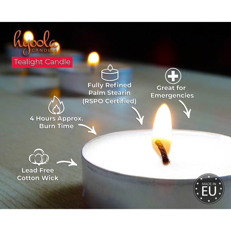 Hyoola Tea Lights Candles - 200 Bulk Candles Pack -