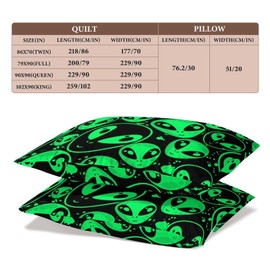 Delerain Comforter Cover Set Queen Size, Alien Pattern 3-Piece Bedding Set for Women Men Modern Soft Microfiber Bedroom Set Room Decor, 1 Duvet Cover + 2 Pillowcases