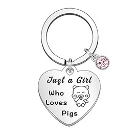 WTOPP Pig Lover Gift Just a Girl Who Loves Pigs Keyring Pig Jewelry Gifts Animal Lovers Gift Pig Keychain for Friends Girls Christmas Graduation Birthday Gift for Pig Lovers