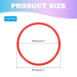 PATIKIL 5.1 Inch Plastic Ring-Toss Rings for Bottles, 24 Pack Carnival Rings Plastic Hoops for Speed and Agility Practice Outdoor Party Favor, Red