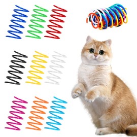 FAXLEVY 135 Pack 9 Colors Cat Spring Toys, Interactive Coil Plastic Spiral Spring Cat Toys for Indoor Cats Hunting, Biting, Swatting, and Active Play