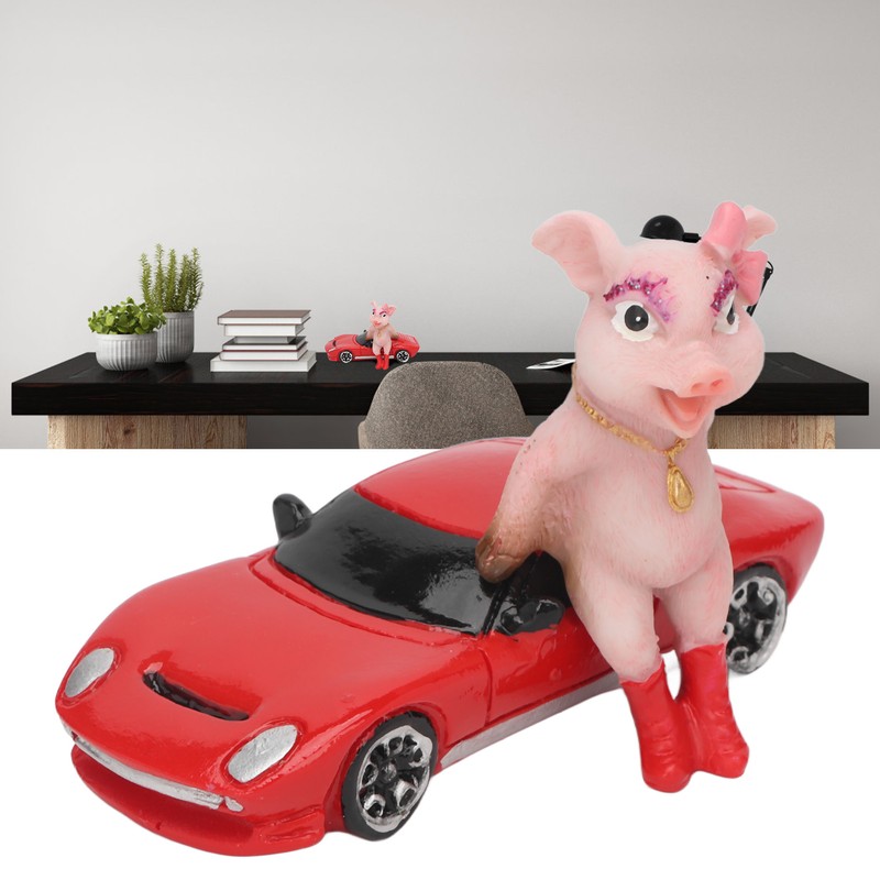 Pig Statue UV Resistant Coating Handcraft Resin Pig Figurine Red
