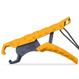 SNAIL TRAIL 7.5''/9'' Floating Fish Gripper, Fishing Grabber, Catfish Mouth Pliers, Caught Bass Holder, Digital Scale Hook Clamp, Saltwater Lip Grip Tool with Lanyard, Gifts for Men, Yellow-Gray