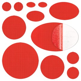 WILDREEDS 12Pcs Down Jacket Repair Patches, Waterproof Self-Adhesive, Pre-Cut, Tear-Resistant Rip-Stop Nylon Patches for Jackets, Puffer Jacket, Tents-Red