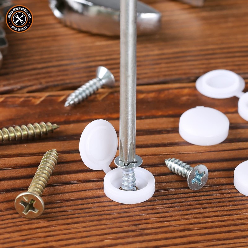 HNYYZL Plastic Hinged Screw Covers - 150 White Snap-On Caps,