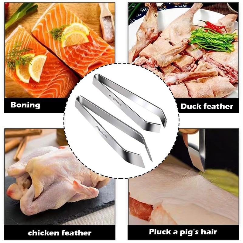 2 PCS Professional Fish Bone Tweezers,Stainless Steel Fish Bone Remover