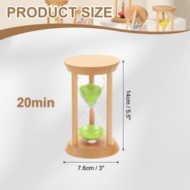 PATIKIL 20 Minutes Sand Timer, 1 Pcs Wooden Sand Watch High Glass Sandglass Timer for Living Room Home Office Restaurant Decoration, Green
