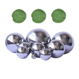 Super Idee Set of 9 Silver Swimming Balls with 3 Floating Lotus Leaves for Mini Pond Patio Pond Zinc Tubs Solar Fountain Garden Balcony Ponds Decorative Pond Balls Metal Balls Garden Balls Decorative