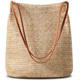 Tavaleu Straw Beach Bags for Women, Tote Handbag Shoulder Bag for Women, Beach Straw Purse Buckets Summer Fashion Hobo Bags