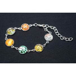 Miniblings 6 Cabochon Bracelet Glass Motifs Butterfly Wings Colourful Bangles – Handmade Fashion Jewellery – Women Girls