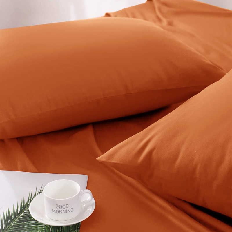 Hafaa Pillowcases 2 Pack Brushed Microfiber Rust Pillow Cases with