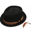 EPOCH HATS Men's Premium Straw Porkpie Fedora Hat (S/M, BLACK)