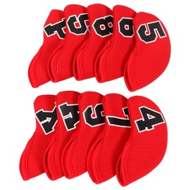 Bnineteenteam 10Pcs/Set Golf Iron Club Head Cover, Soft Neoprene Number Golf Iron Headcover(red)