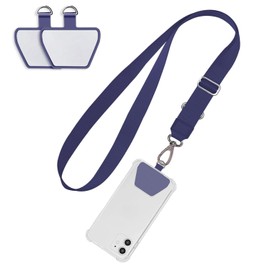 Doormoon Neck Strap, Smartphone Strap, Name Tag, Outdoor, Easy to Put on and Take Off, Anti-Lost, Easy to Carry, 2 Patches (Blue)