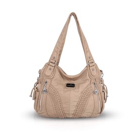 NICOLE & DORIS Woman Shoulder Bag Casual Crossbody Bag Shopper Soft PU Leather Handbag for Ladies Fashion Hobo Bag Large Capacity Tote Bag Beige 3