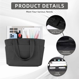 Aucuu Women's Lightweight Tote Bag with Laptop Compartment, Large Capacity, Heart Pendant - Travel, School, Work